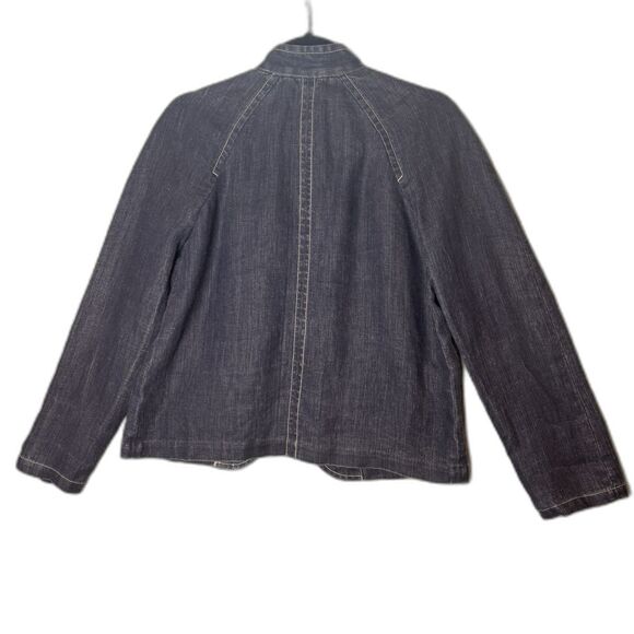 Talbots Petites Blazer Jacket Size Petite 2P Blue 100% Linen Preppy Career - Picture 2 of 7